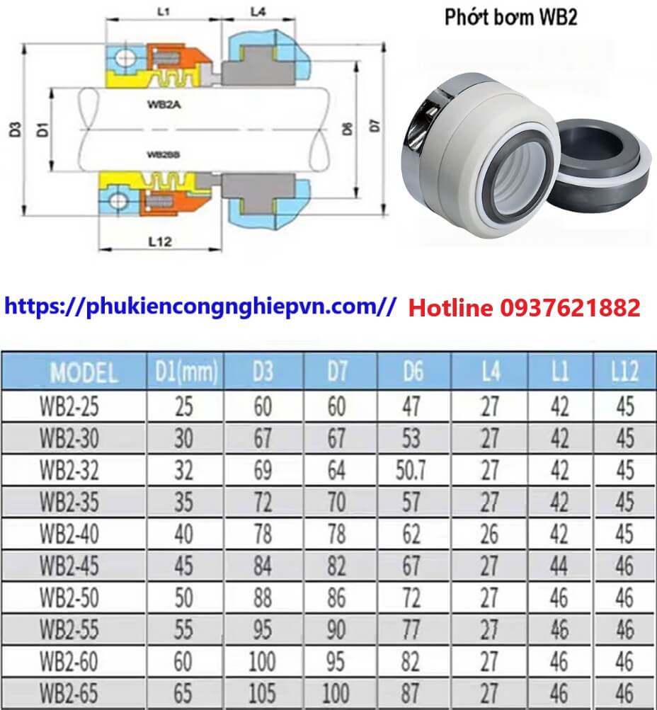 Phớt bơm chịu hoá chất WB2- Phốt bơm làm kín WB2/152